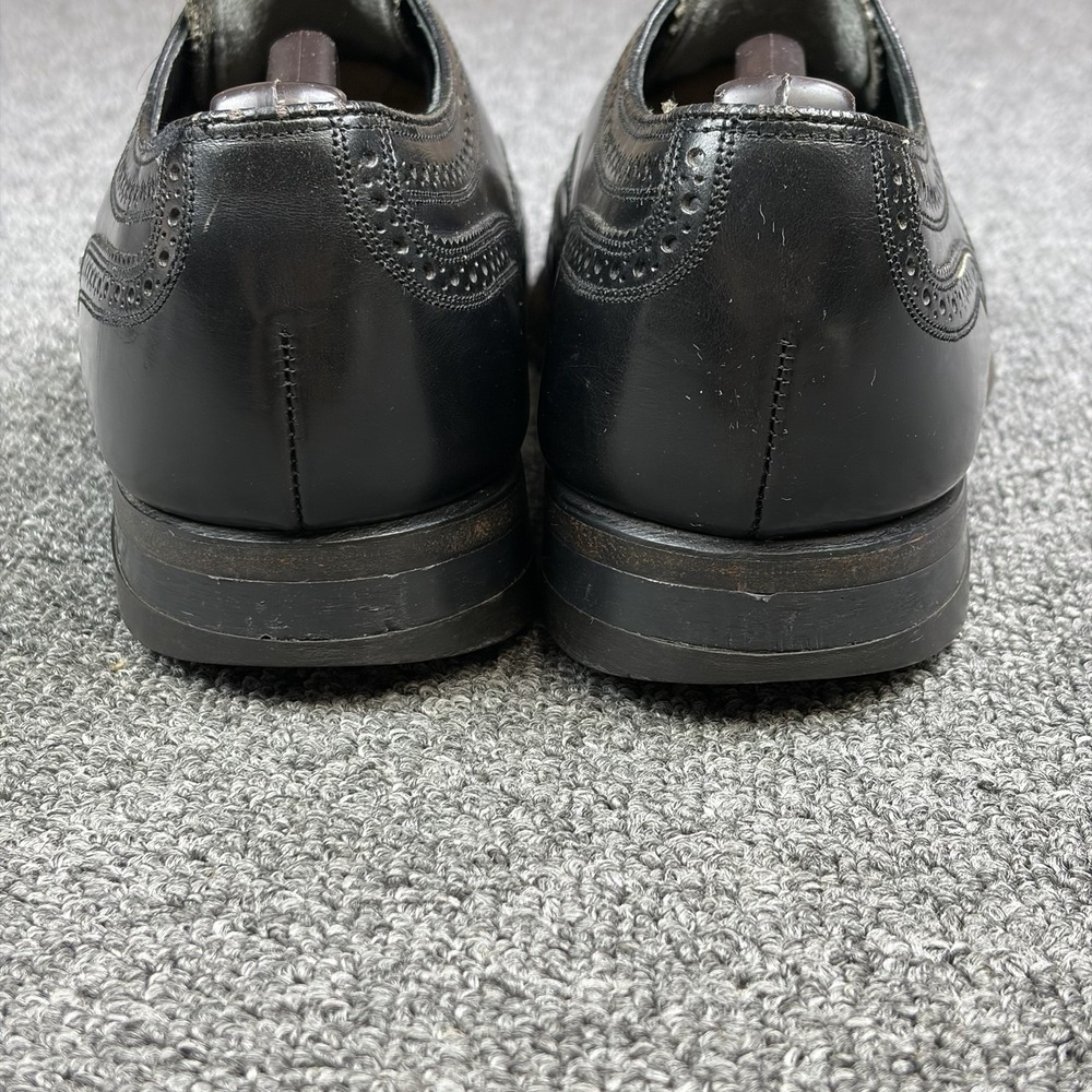 Vintage Florsheim Black Leather Full Brogue Wingtip Oxford Shoe Mens 9.5 C 20330 - Picture 7 of 11